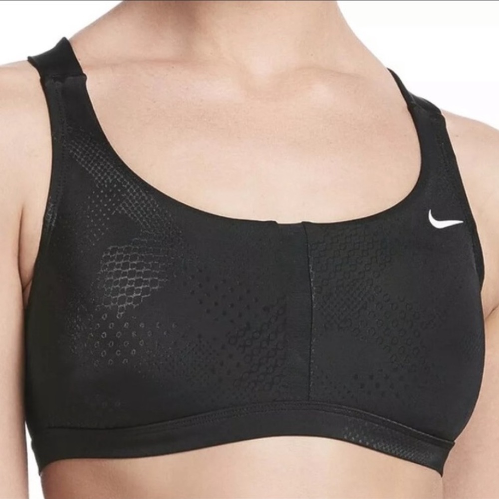 NIKE Optic Black Strappy Bikini Swim Top